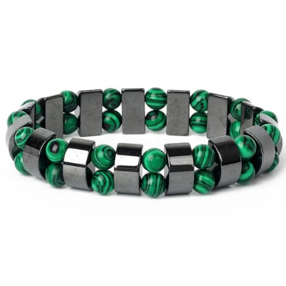 Magnetic Bracelet,Hematite Bracelet,Green Bracelet,Magnetic,Green Beads - Picture 1 of 1